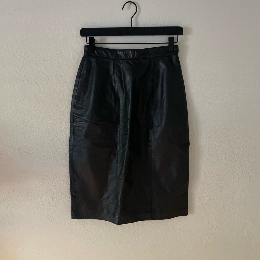 Evan Davies Leather Pencil Skirt